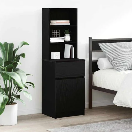 Mesilla de noche de madera de ingeniería negra 39x35x125 cm de , Mesitas de noche - Ref: Foro24-861311, Precio: 75,92 €, Desc...