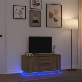 Mueble de TV con luces LED roble artesanal 100x41x50 cm de , Muebles TV - Ref: Foro24-861417, Precio: 104,46 €, Descuento: %