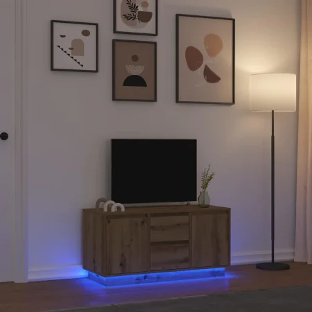 Mueble de TV con luces LED roble artesanal 100x41x50 cm de , Muebles TV - Ref: Foro24-861417, Precio: 104,46 €, Descuento: %