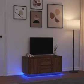 Mueble de TV con luces LED roble marrón 100x41x50 cm de , Muebles TV - Ref: Foro24-861415, Precio: 117,02 €, Descuento: %