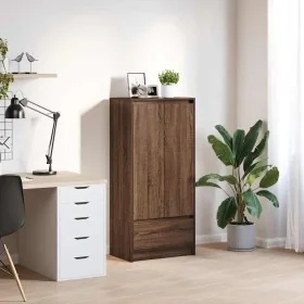 Armario con cajón de roble marrón 55,5x34x119,5 cm by , Sideboards - Ref: Foro24-861649, Price: 94,23 €, Discount: %