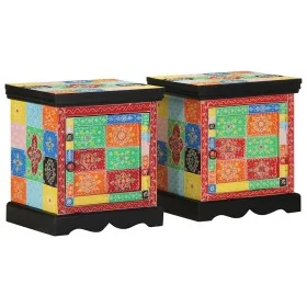 Mesilla de noche 2uds Multicolor 40x35x45cm Madera maciza Mango by , Nightstands - Ref: Foro24-4017563, Price: 175,89 €, Disc...