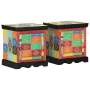 Mesilla de noche 2uds Multicolor 40x35x45cm Madera maciza Mango de , Mesitas de noche - Ref: Foro24-4017563, Precio: 175,89 €...
