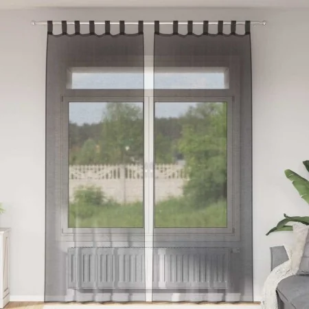 Cortinas de gasa con bolsillos para varillas 2 uds. negro de , Cortinas y visillos - Ref: Foro24-4102170, Precio: 15,00 €, De...