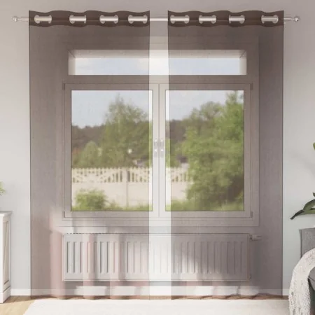 Cortinas de gasa con ojales 2 uds marrón 140x245 cm de , Cortinas y visillos - Ref: Foro24-4102068, Precio: 15,04 €, Descuent...