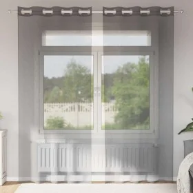 Cortinas de gasa con ojales 2 uds gris oscuro 140x245 cm de , Cortinas y visillos - Ref: Foro24-4102080, Precio: 15,04 €, Des...