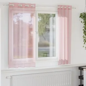 Cortinas de gasa con ojales 2 uds rosa 140x175 cm de , Cortinas y visillos - Ref: Foro24-4102096, Precio: 13,89 €, Descuento: %