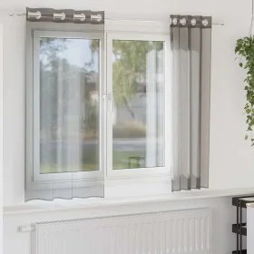 Cortinas de gasa con ojales 2 uds gris oscuro 140x140 cm de , Cortinas y visillos - Ref: Foro24-4102077, Precio: 13,23 €, Des...
