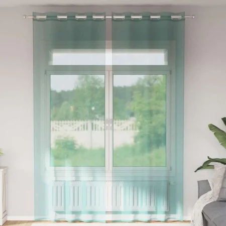 Cortinas de gasa con ojales 2 uds turquesa de , Cortinas y visillos - Ref: Foro24-4102147, Precio: 15,29 €, Descuento: %