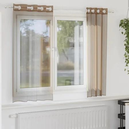 Cortinas de gasa con ojales 2 uds marrón claro de , Cortinas y visillos - Ref: Foro24-4102126, Precio: 14,11 €, Descuento: %