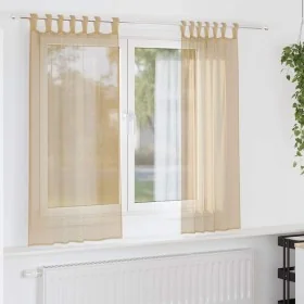 Cortinas de gasa con bolsillos para varillas 2 uds. arena de , Cortinas y visillos - Ref: Foro24-4102217, Precio: 13,08 €, De...
