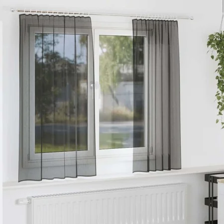 Cortinas de gasa con trabillas 2 uds. negro de , Cortinas y visillos - Ref: Foro24-4102257, Precio: 13,35 €, Descuento: %