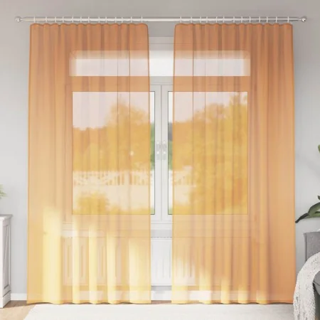 Cortinas de gasa con trabillas 2 uds naranja 140x225 cm de , Cortinas y visillos - Ref: Foro24-4102283, Precio: 15,57 €, Desc...