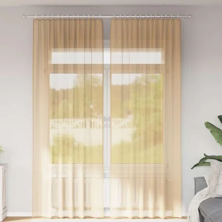 Cortinas de gasa con trabillas 2 uds arena 140x260 cm de , Cortinas y visillos - Ref: Foro24-4102310, Precio: 15,26 €, Descue...