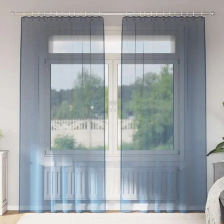 Cortinas de gasa con trabillas 2 uds azul real 140x245 cm de , Cortinas y visillos - Ref: Foro24-4102304, Precio: 14,92 €, De...