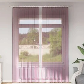 Cortinas de gasa con trabillas 2 uds morado 140x260 cm de , Cortinas y visillos - Ref: Foro24-4102295, Precio: 15,26 €, Descu...
