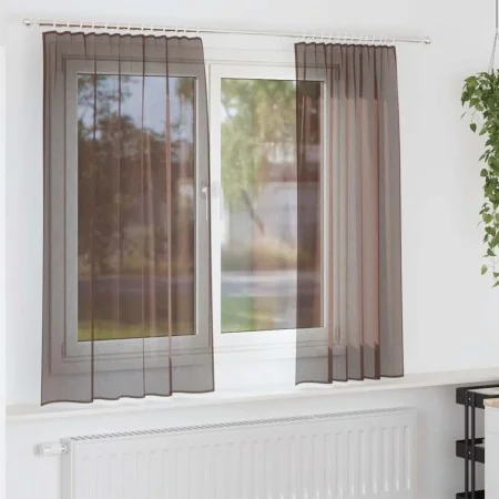 Cortinas de gasa con trabillas 2 uds. marrón de , Cortinas y visillos - Ref: Foro24-4102262, Precio: 13,35 €, Descuento: %