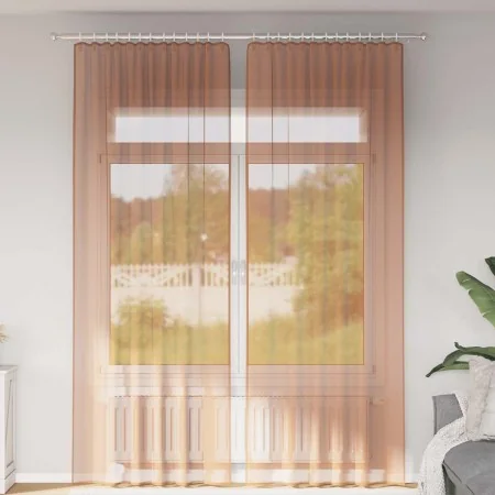 Cortinas de gasa con trabillas 2 uds terracota 140x260 cm de , Cortinas y visillos - Ref: Foro24-4102325, Precio: 15,26 €, De...
