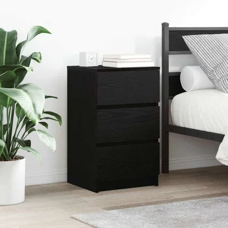 Mesilla de noche con 3 cajones color negro 39x35x65 cm de , Mesitas de noche - Ref: Foro24-861339, Precio: 63,89 €, Descuento: %