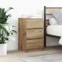 Mesilla de noche con 3 cajones roble artesanal 39x35x65 cm by , Nightstands - Ref: Foro24-861353, Price: 62,86 €, Discount: %