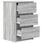 Mesilla de noche con 3 cajones gris Sonoma 39x35x65 cm de , Mesitas de noche - Ref: Foro24-861347, Precio: 60,33 €, Descuento: %