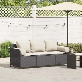Sofá de jardín de 3 plazas con cojines ratán sintético negro de , Sofás de exterior - Ref: Foro24-4104172, Precio: 231,32 €, ...