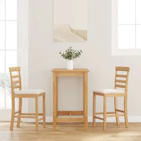 Taburetes de bar con cojines 2 uds madera maciza natural caucho de , Taburetes de cocina - Ref: Foro24-4102539, Precio: 119,9...