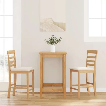 Taburetes de bar con cojines 2 uds madera maciza natural caucho de , Taburetes de cocina - Ref: Foro24-4102539, Precio: 119,9...