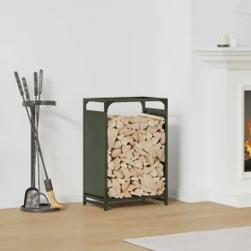 Leñero verde oliva 44x28x65 cm Acero laminado en frío de , Bolsas y soportes de leña - Ref: Foro24-864198, Precio: 51,87 €, D...