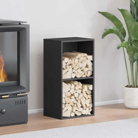 Leñero negro 40x30x75 cm Acero laminado en frío de , Bolsas y soportes de leña - Ref: Foro24-864191, Precio: 81,97 €, Descuen...