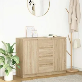 Aparador con cajones roble Sonoma 100,5x35x76 cm by , Sideboards - Ref: Foro24-3328446, Price: 137,48 €, Discount: %
