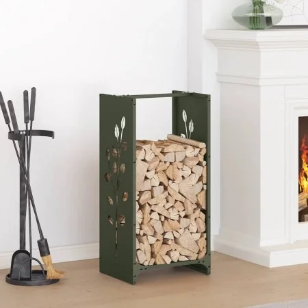 Leñero verde oliva 40x30x80 cm Acero laminado en frío de , Bolsas y soportes de leña - Ref: Foro24-864222, Precio: 57,75 €, D...