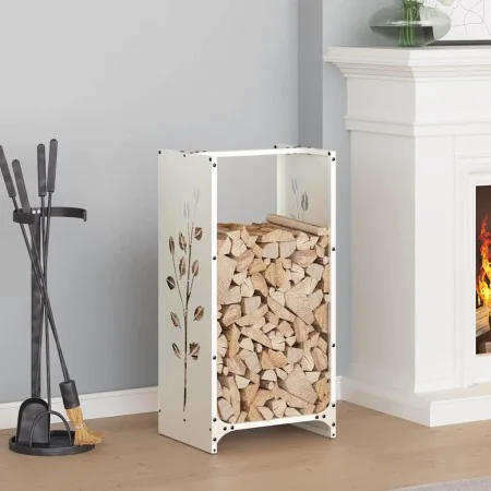 Leñero blanco 40x30x80 cm Acero laminado en frío de , Bolsas y soportes de leña - Ref: Foro24-864220, Precio: 57,75 €, Descue...