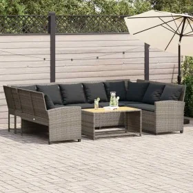 Sofá de jardín con cojines ratán sintético gris de , Conjuntos de jardín - Ref: Foro24-3365331, Precio: 645,79 €, Descuento: %