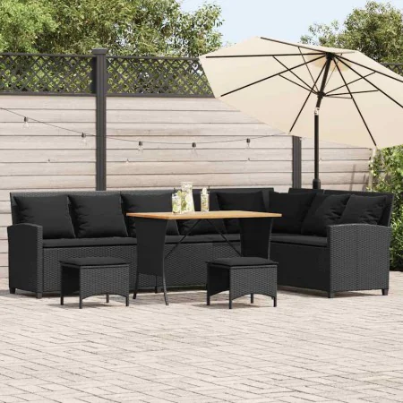 Set de sofás de jardín en forma de L con cojines 4 pzas negro de , Conjuntos de jardín - Ref: Foro24-3365325, Precio: 662,40 ...