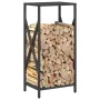 Leñero negro 34x25x70 cm Acero laminado en frío de , Bolsas y soportes de leña - Ref: Foro24-864319, Precio: 43,00 €, Descuen...