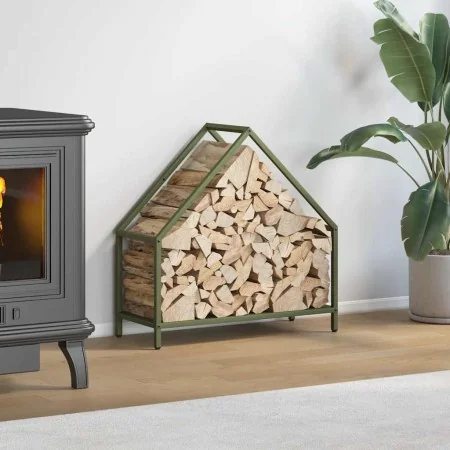 Leñero verde oliva 60x25x60 cm Acero laminado en frío de , Bolsas y soportes de leña - Ref: Foro24-864306, Precio: 36,63 €, D...