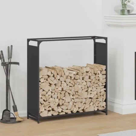 Leñero negro 90x28x90 cm Acero laminado en frío de , Bolsas y soportes de leña - Ref: Foro24-864215, Precio: 62,44 €, Descuen...
