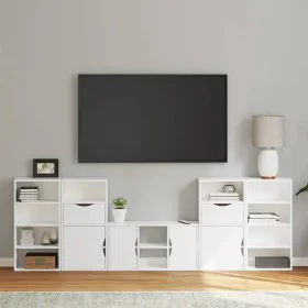 Muebles de TV 5 uds. con almacenaje "ODDA" blanco madera pino de , Muebles TV - Ref: Foro24-3365371, Precio: 261,14 €, Descue...