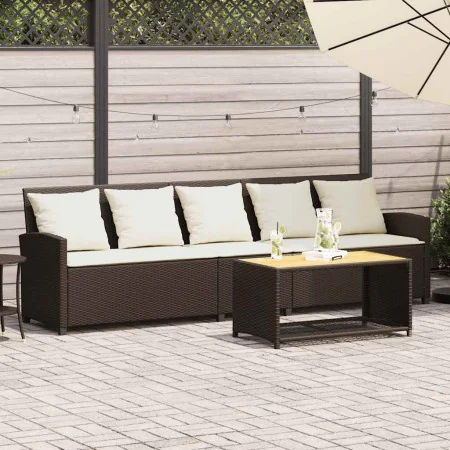 Sofá de jardín con cojines 5 plazas ratán sintético marrón de , Conjuntos de jardín - Ref: Foro24-4104113, Precio: 336,91 €, ...