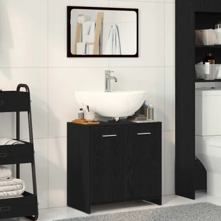 Mueble de baño con espejo de madera de ingeniería roble negro de , Muebles de baño - Ref: Foro24-862014, Precio: 66,66 €, Des...