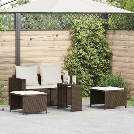 Set de muebles de jardín con cojines apilables 5 pzas marrón von , Outdoor-Sofas - Ref: Foro24-4104164, Preis: 265,56 €, Raba...