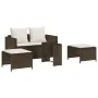 Set de muebles de jardín con cojines apilables 5 pzas marrón von , Outdoor-Sofas - Ref: Foro24-4104164, Preis: 265,56 €, Raba...