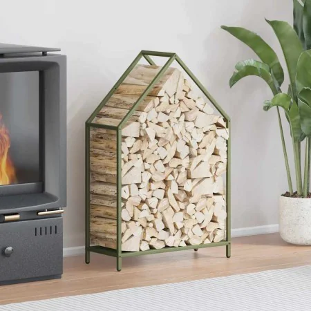 Leñero verde oliva 60x25x90 cm Acero laminado en frío de , Bolsas y soportes de leña - Ref: Foro24-864310, Precio: 39,63 €, D...