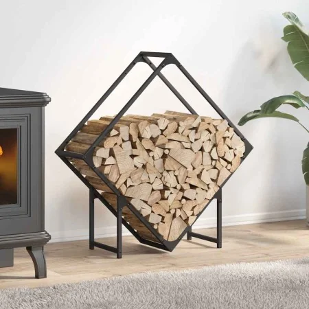 Leñero negro 80x25x80 cm Acero laminado en frío de , Bolsas y soportes de leña - Ref: Foro24-864283, Precio: 33,96 €, Descuen...