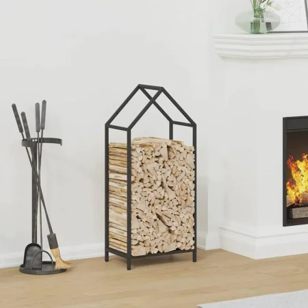 Leñero negro 40x25x90 cm Acero laminado en frío de , Bolsas y soportes de leña - Ref: Foro24-864295, Precio: 40,68 €, Descuen...