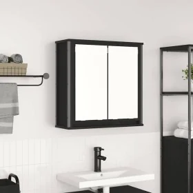 Mueble de baño de pared con espejo roble negro 60x21x60 cm de , Tocadores de baño - Ref: Foro24-861897, Precio: 69,30 €, Desc...