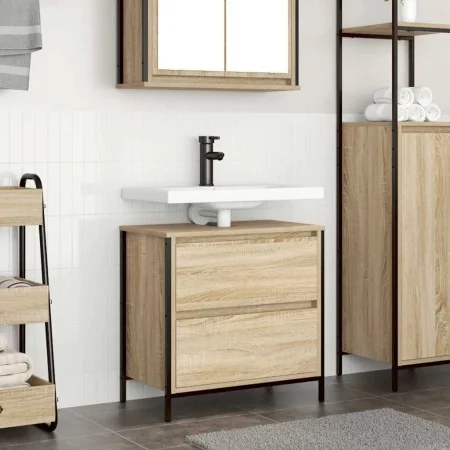 Mueble de baño con lavabo y cajones roble Sonoma 60x34,5x60 cm de , Tocadores de baño - Ref: Foro24-861883, Precio: 64,61 €, ...