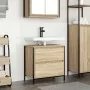 Mueble de baño con lavabo y cajones roble Sonoma 60x34,5x60 cm de , Tocadores de baño - Ref: Foro24-861883, Precio: 64,61 €, ...