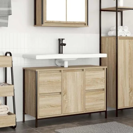 Mueble de lavabo con cajones roble Sonoma 90x34,5x60 cm de , Tocadores de baño - Ref: Foro24-861888, Precio: 96,06 €, Descuen...